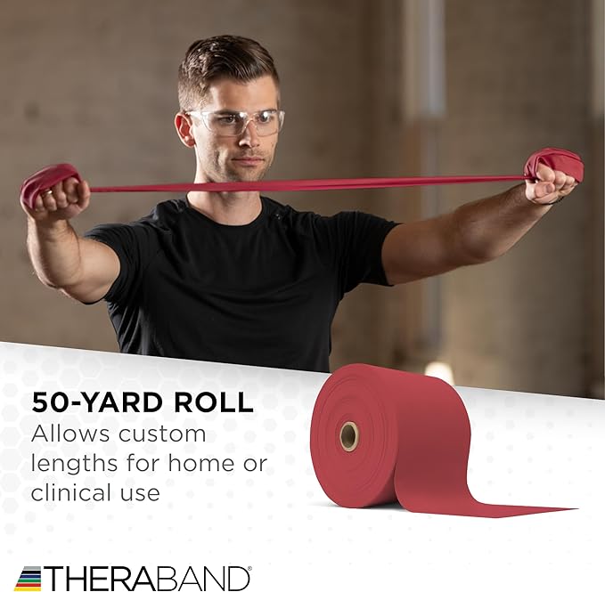THERABAND Resistance Band, Black, Special Heavy, 50-Yard Roll, Latex Elastic Band for Exercise