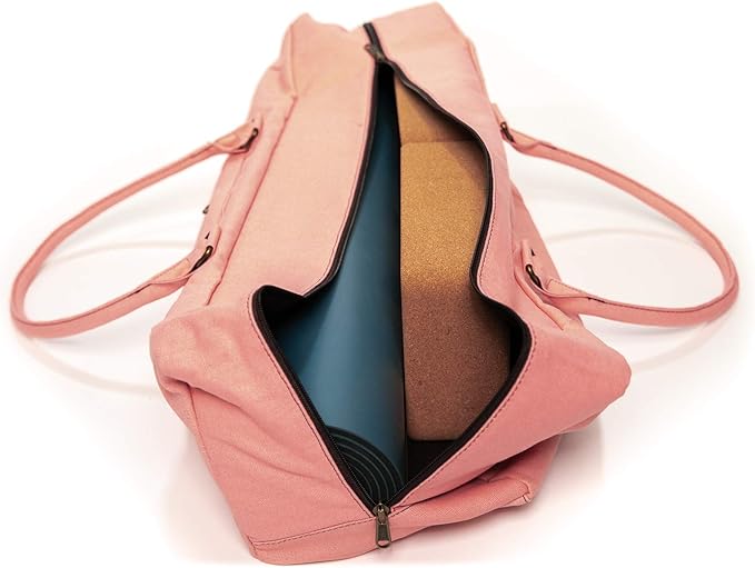 Kindfolk Yoga Mat Duffle Bag Patterned Canvas with Pocket and Zipper