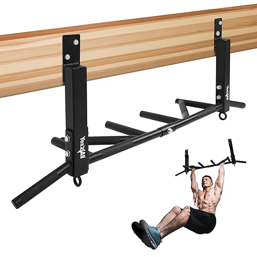 Yes4All Joist Mounted Pull Up Bar, Heavy Duty Multi Grips Joist Mount Pull Up Bar, Chin Up Bar Ceiling Mount