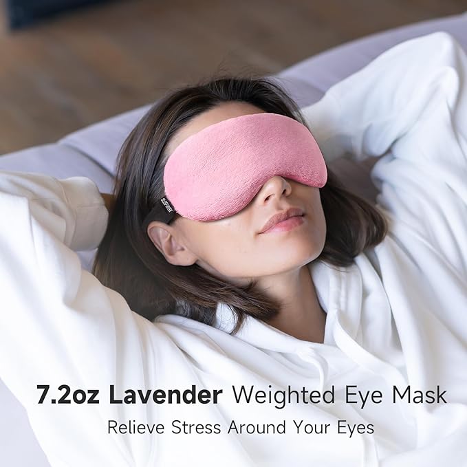 Umisleep Lavender Eye Mask, 0.45 lb Aromatherapy Weighted Eye Mask for Dry Eyes, Sleep Mask for Men Women, Hot Therapy Eye Cover for Compression Pain Relief, Eye Pillow for Puffy Eyes, Sinus Pain-Pink