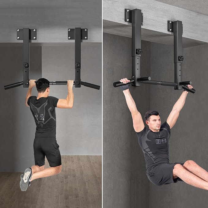 Wall Mount Pull Up Bar, Joist Mount Pull Up Bar, Beam and Rafter Mounted Chin Up Bar for Home Gym With Wood Mount and Wall Mount Screws