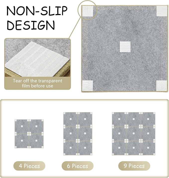 HAGiHARA Japanese Tatami Mat, Patchwork Tatami Floor Mats, 96" x 96" Foldable Square with Non-Slip Design for Bedroom, Crawling and Yoga, Made of Rush Grass, Igusa(Without Edge/9 Picecs)