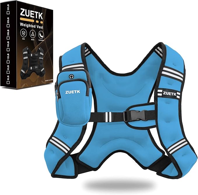 Weighted Vest, 6lb/8lb/12lb/16lb/20lb/25lb/30lb Weight Vest with Reflective Stripe, Weighted Vest for Men Women Workout Equipment for Strength Training, Running, Jogging, Fitness, Weight Loss
