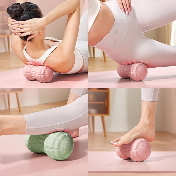 Vibrating Peanut Massage Ball, Double Lacrosse Massage Balls, Deep Tissue Massage Roller Mobility Ball for Trigger Point Massage - Myofascial Release Muscle Relaxer Massage Tool (Gray)