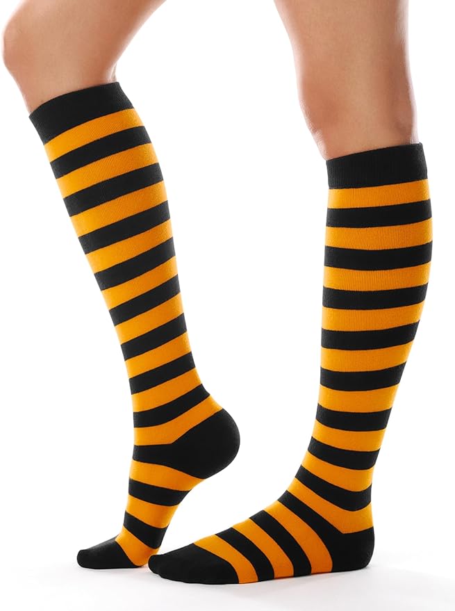FITRELL Women's Knee High Socks Outdoor Sport Athletic Socks Casual Stripe Tube Socks 1-4 Pack
