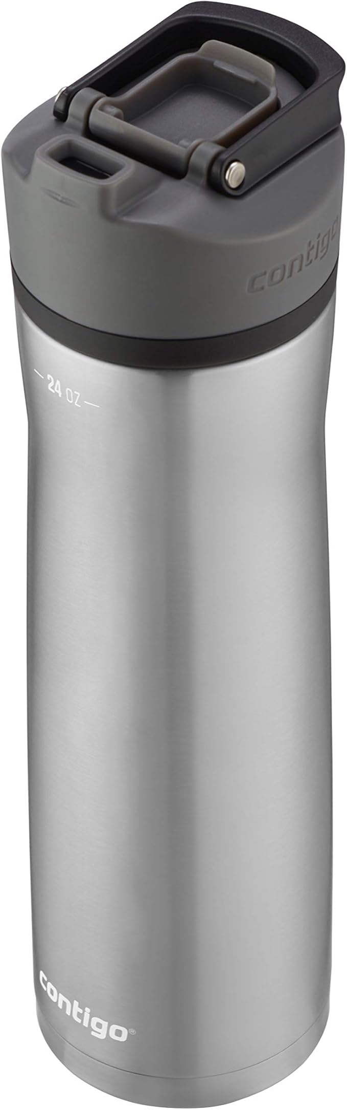 Contigo Cortland Chill 2.0 Vacuum-Insulated Stainless Steel Water Bottle, Spill-Proof Sip Technology, Interchangeable Lid, 24oz, Steel/Licorice, Perfect for Fitness Travel Everyday Use