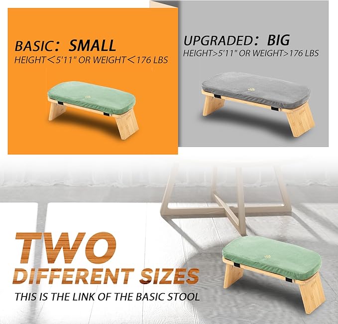 Meditation Bench, Bamboo Meditation Stool, Folding Kneeling Meditation Bench, Seiza Prayer Bench, Prayer Bench with Meditation Cushion, Kneeling Stool (Green)