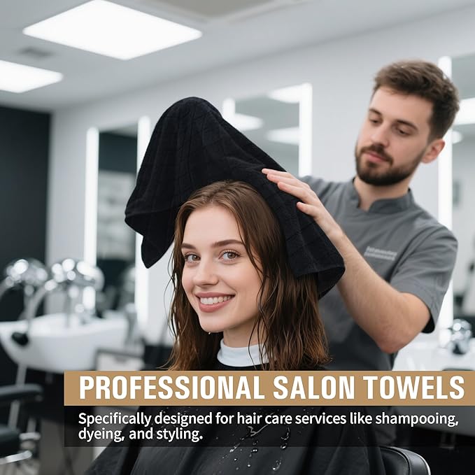 HOMERHYME Salon Towels 24 Pack, Microfiber Hand Towels for Bathroom, 16 x 27 Inches Quick Dry Hair Towel, Lint Free Towels for Spa,Yoga, Gym, Bath & Home Beauty Care (Not Bleach Proof)