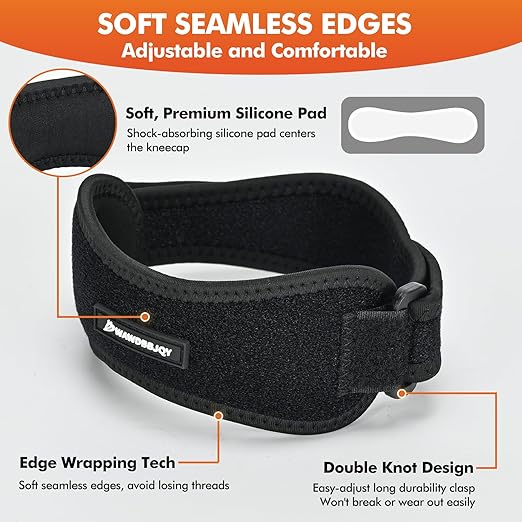 Patella Band - Patellar Tendon Support Strap, 2 Pack Knee Brace for Men and Women, Knee Pain Relief and Knee Support for Basketball, Running, Hiking, Jumpers Knee, Volleyball, Tennis, Squats, Black