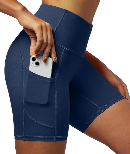 IUGA Biker Shorts Women 6" Tummy Control Workout Shorts Women with Pockets High Waisted Yoga Running Gym Spandex Compression