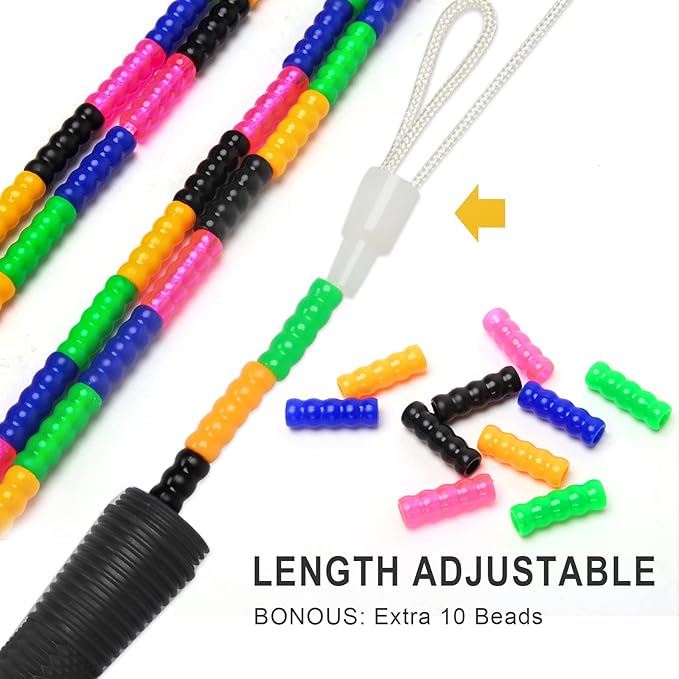 Coolrunner 16 FT Long Jump Rope(2 PACK), Double Dutch Jump Ropes, Soft Beaded Skipping for Kids Adults, Plastic Segmented Long Enough for 4-5 Jumpers