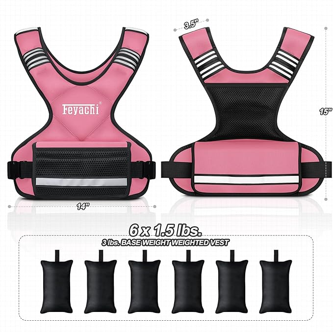 Feyachi Adjustable Weighted Vest - 3-12 lbs/12-20 lbs/20-32 lbs X Type Weight Vest with Reflective Stripe Ideal for Running Workout and Training