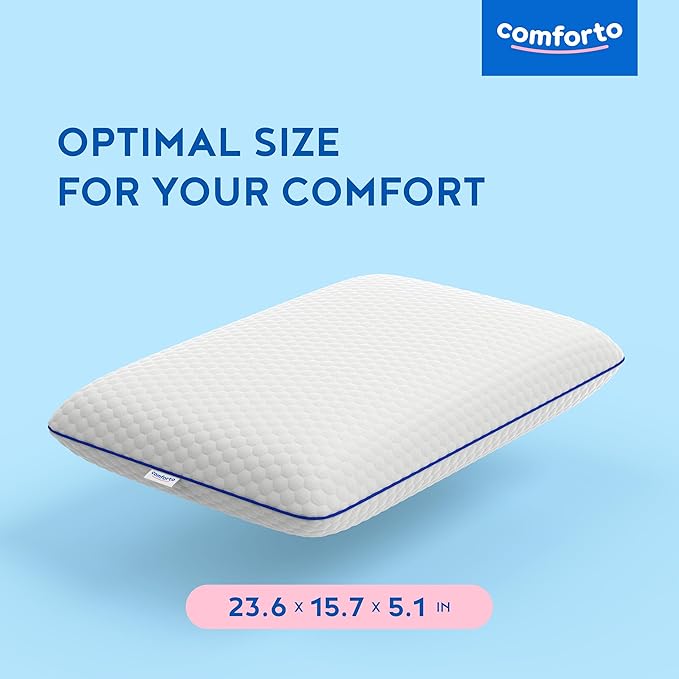Classic Memory Foam Pillow – Classic Size Cooling Cervical Neck Pillow – Firm Support for Side, Back Sleepers, Pain Relief Pillow for Snoring – Shoulder Tension Bed Sleeping