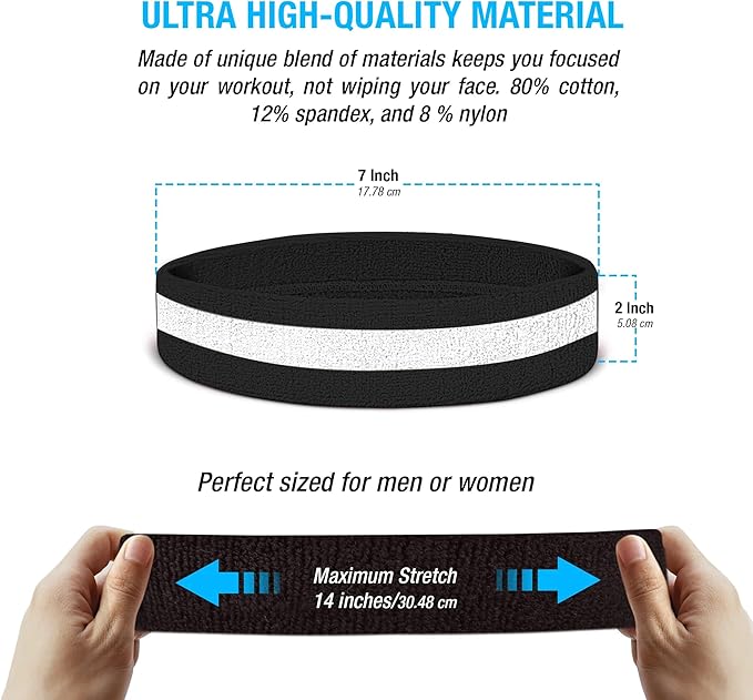 Suddora Striped Sweatband Set, Moisture Wicking 2 Wristbands and 1 Headband, Breathable Athletic Sweat Bands for Sports, Costumes & Cosplay, Matching Bands to Wear with Jersey