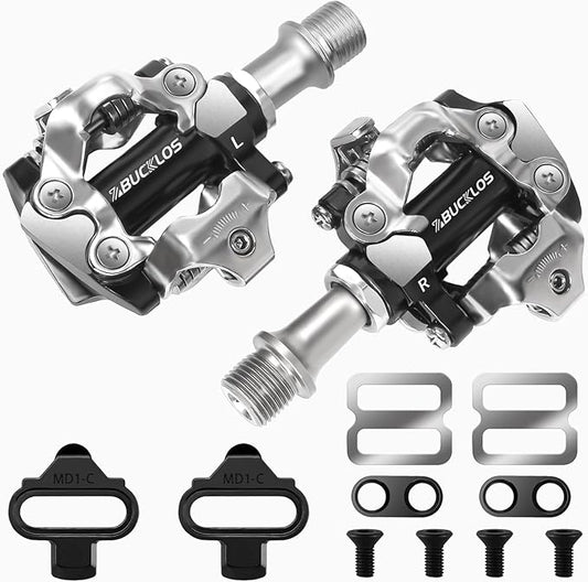 BUCKLOS SPD Clip Pedals PD-M760/M780 MTB Mountain Bike Clipless Dual Sided Pedals - Road Bike Spin Bike Sealed Bearing Bicycle Clips in Pedal Compatible with Shimano SPD Cleats (9/16" Aluminum)