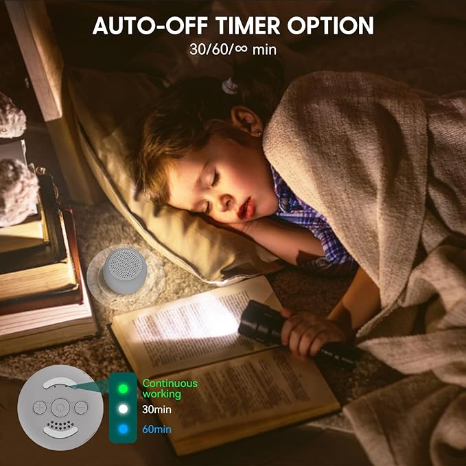 Babelio White Noise Sound Machine for Adults Kids Baby, Mini, 15 Non-looping Sounds, Timer, Memory Function, Easy to Pocket and Travel Gray