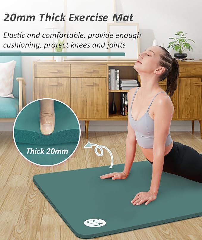 Yoga Mat Thick 1 inch Exercise Mat 76.7"x24" Workout Mats for Home Gym, Non-slip Yoga Mat for Women Men, with Carrying Yoga Bag