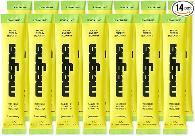 MAGNA Electrolyte Powder Drink Mix for Hydration, Energy & Focus Support with Magnesium L Threonate, Sodium, Potassium, Vitamin D, B6 & B12, Sugar Free, Lemon Lime Flavor, 14 Servings