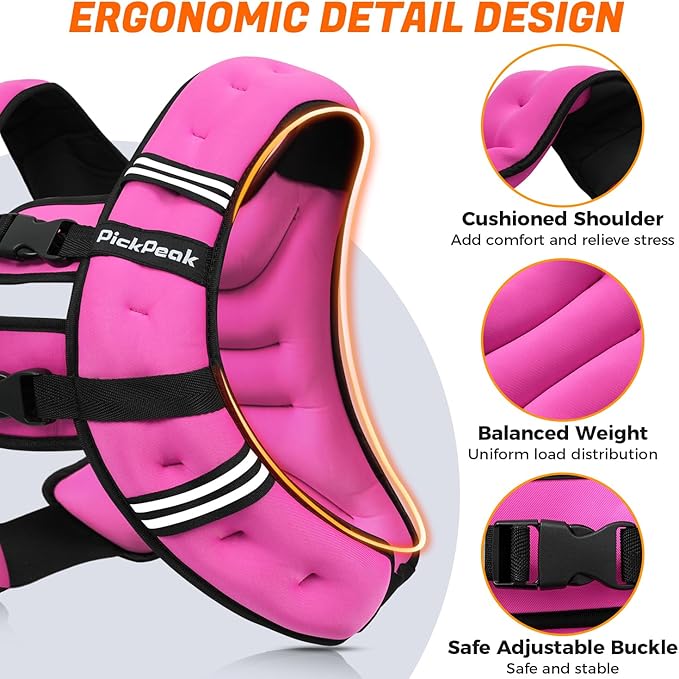 Weighted Vest for Woman Man 5lb/6lb/8lb/12lb/15lb/20lb/25lb/30lb Weighted Vest for Walking, Strength Training Weight Vest with Adjustable Buckle Detachable Phone Pouch for Running Workout