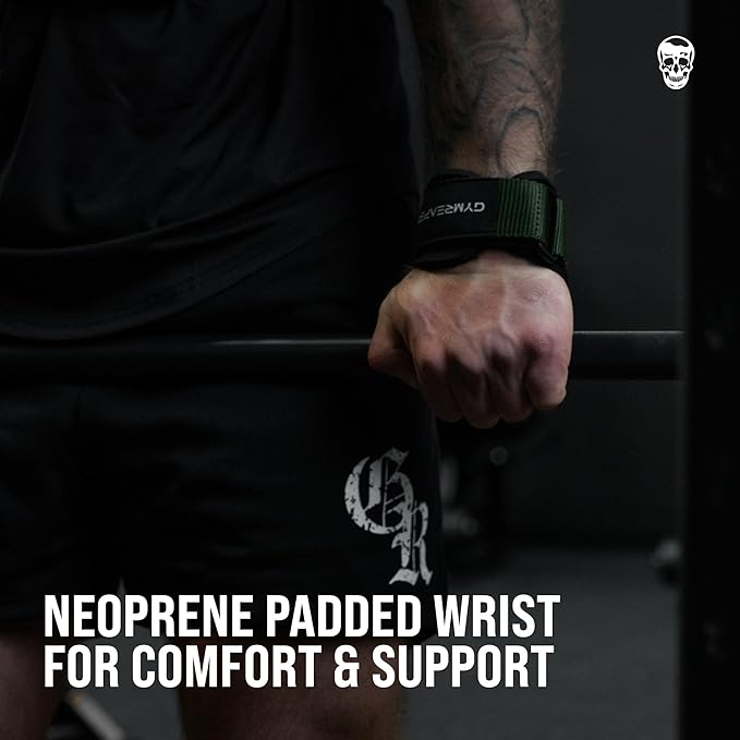 Gymreapers Weight Lifting Grips (Pair) for Heavy Powerlifting, Deadlifts, Rows, Pull Ups, with Neoprene Padded Wrist Wraps Support and Strong Rubber Gloves or Straps for Bodybuilding