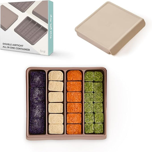 Silicone Food Storage Containers with Airtight Lids, 26.4oz Dual-Seal Leakproof Silicone Freezer Molds for Baby Food, Snacks, Cutlery & More - BPA Free, Stackable, Microwave, & Dishwasher Safe, Brown