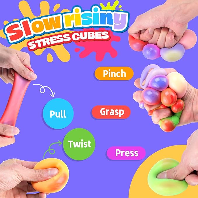 24Pcs Slow Rising Stress Balls,Color-Chaning Stress Balls for Kids,Fidget Sensory Toys for Relief,Autism Toys,Stocking Stuffers,Kids Party Favors