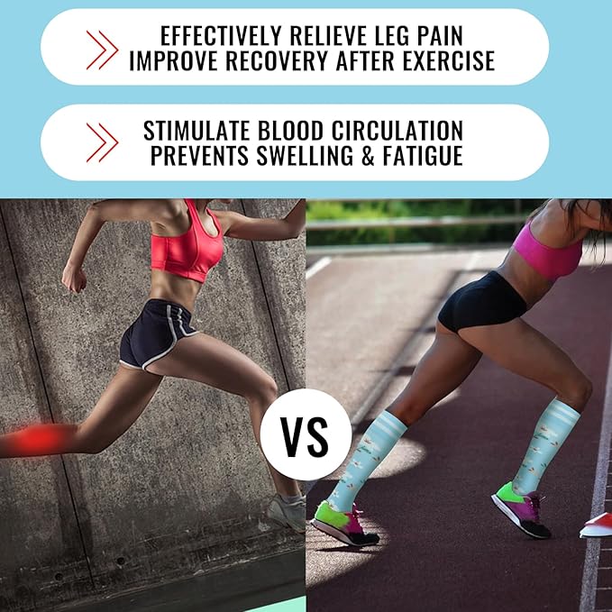 fenglaoda Compression Socks for Women Men Knee High 3 Pairs Support for Nurses, Travel, Circulation, Athletic, Pregnancy