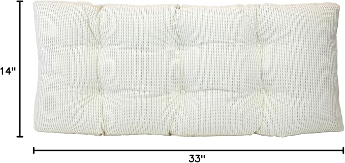 Klear Vu The Gripper Omega Non-Slip Tufted Bench Cushion for Indoor Furniture, Assembled in USA, Entryway Storage, Bay Window, Corner Nook or Piano Seat, 33 Inches, Chenille Cream