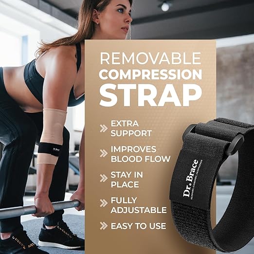 DR. BRACE® Elite Elbow Brace Support, Breathable Elbow Compression Sleeve with Gel Pad for Golfer's, Tennis Elbow & Tendonitis Treatment & Pain Relief 2024 (Nude (Beige), XX-Large)