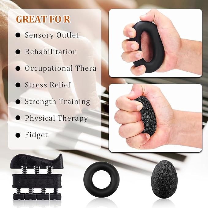 Grip Trainers, Including Forearm Strengtheners, Finger Trainers, Mechanical Counting Grips, Grip Balls, Hand Grippers, Strengthening Devices for Strength Training, Grip Improvement and Hand Exercises (5-Pack)