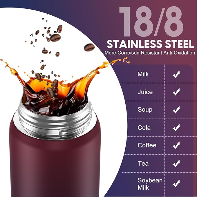 Stainless Steel Insulated Water Bottle, 24oz Insulated Drinking Bottle with Straw Lid, Keep Drinks Cold or Hot, for Work, Sport, Outdoor