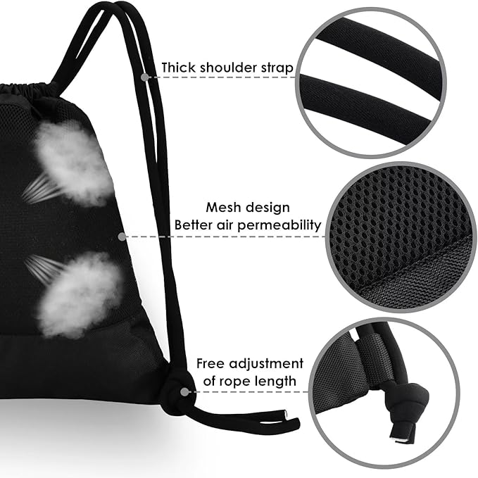 GAENMESH Drawstring Backpack Bag for Sports Lightweight Foldable Gym Bag with Sturdy Draw Cord Shoulder Strap Hiking Travel Camping
