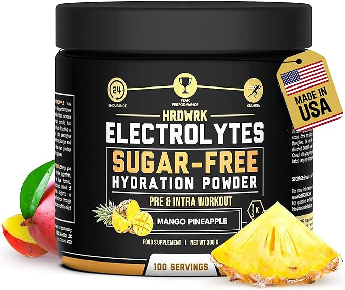 HRDWRK Electrolytes Powder with Magnesium, Potassium - Sugar Free Electrolytes Boost Endurance and Reduce Fatigue with This Electrolytes Supplement - Maximum Hydration - Keto Friendly
