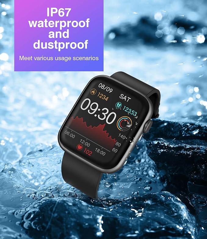 Smart Watch for Men Women with Bluetooth Call,1.9'' HD Full Touch Screen Fitness Watch, 24/7 Heart Rate Monitor, Blood Pressure/SpO2/Sleep Tracker, Waterproof Smartwatch , Compatible Android and iOS