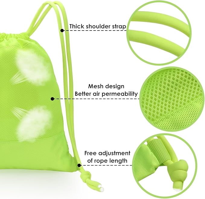 GAENMESH Drawstring Backpack Bag for Sports Lightweight Foldable Gym Bag with Sturdy Draw Cord Shoulder Strap Hiking Travel Camping