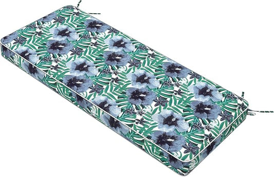 Outdoor Bench Cushion, Bench Furniture Cushion 48x18x3 Inch, Porch Swing Cushions for Home Garden Loveseat Couch Sofa Glider, Blue Salmone Tropical