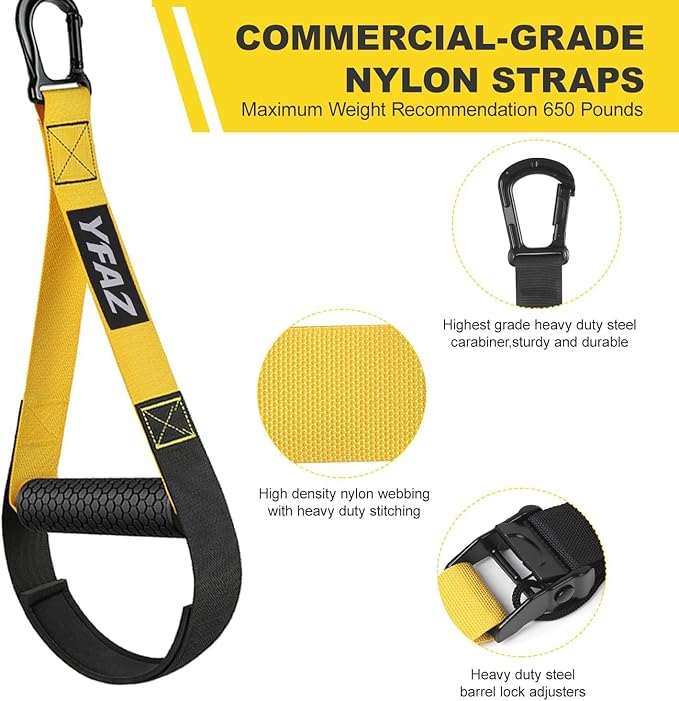 Home Resistance Training Kit for All Levels, Suspension Trainer Straps With Handles For Full Body Workouts at Home, Includes Door Anchor And Mesh Bag for Gym,Outdoor,Travel