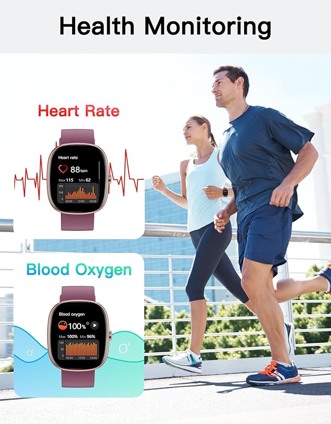 Fitness Tracker 2025 Ver. (Answer/Make Calls), 1.85" Smart Watch Fitness Watches for Women Men with 24/7 Heart Rate Blood Oxygen Monitor Sleep Tracker 100+ Sport Modes IP68 Waterproof (Purple)