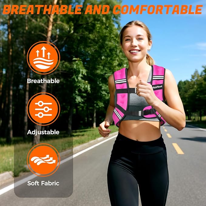 Weighted Vest for Woman Man 5lb/6lb/8lb/12lb/15lb/20lb/25lb/30lb Weighted Vest for Walking, Strength Training Weight Vest with Adjustable Buckle Detachable Phone Pouch for Running Workout