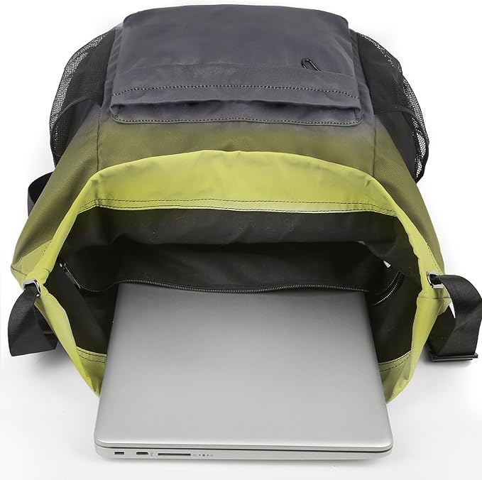 Drawstring Backpack Sports Gym Sackpack with Mesh Pockets Water-Resistant String Cinch Beach Bag for Men Women(Yellow Black)