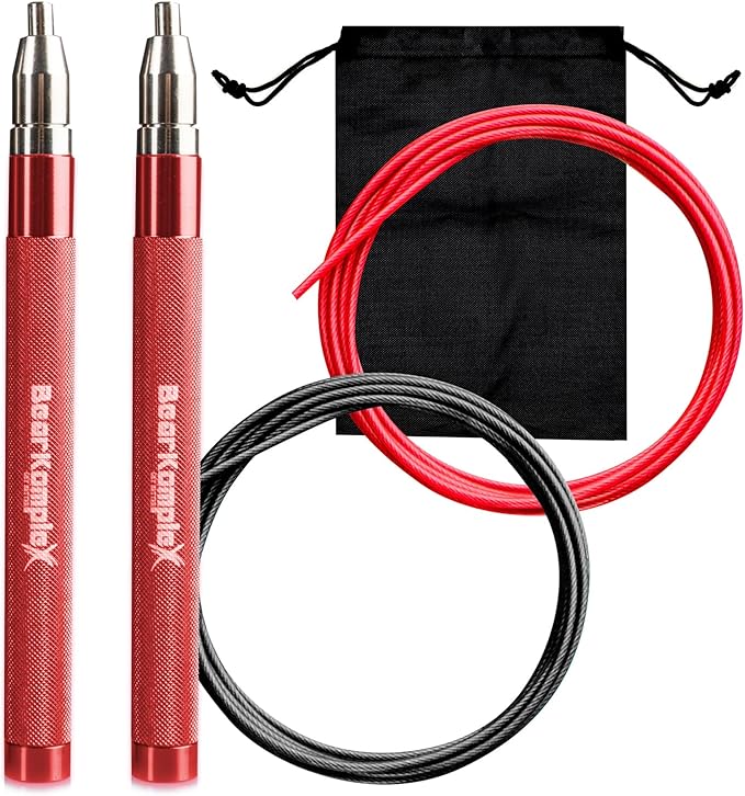 Bear KompleX Speed Jump Rope - Adjustable Tangle-Free Skipping Rope, Lightweight Handles, Smooth 360° Swivel Bearings, 2 Steel Cables, Free Carrying Case
