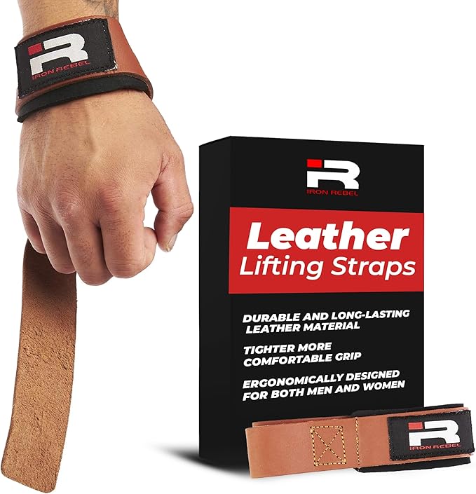 Iron Rebel Padded Leather Lifting Straps for Men & Women | Gym Weightlifting Straps | Comfortable Grips for Deadlifts, Training, Powerlifting, & Bodybuilding