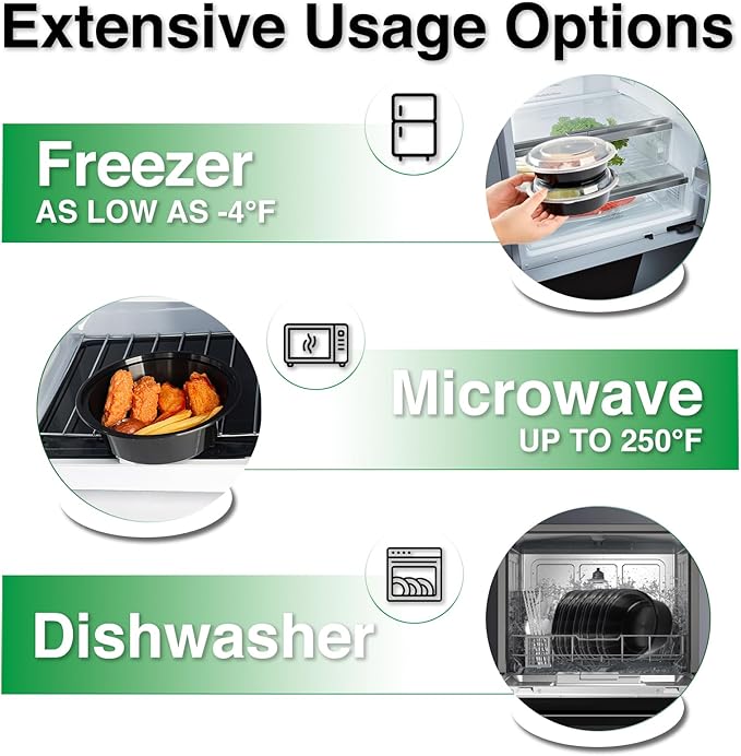 Meal Prep Containers Reusable 50 Pack-23 oz Food Storage Containers with Lids To Go Food Containers Takeout, Microwave Dishwasher Freezer Safe, Stackable, BPA Free, Plastic (Black)