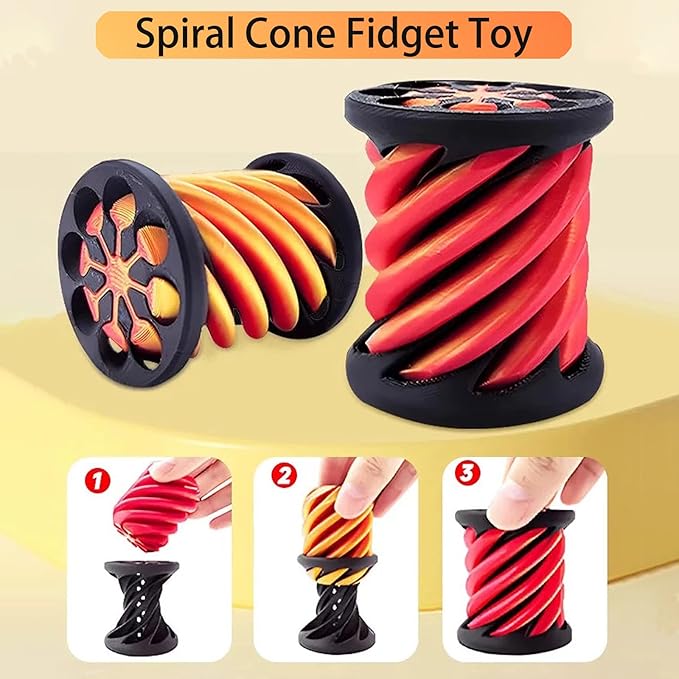 3 Packs Impossible Cone,Spiral Cone Fidget Toy Impossible Pyramid Passthrough Toy,3D Printed Spiral Cone Fidget Toy,Mini Vortex Thread Illusion Desktop Deco Souvenir Gift for Anxiety Relaxing