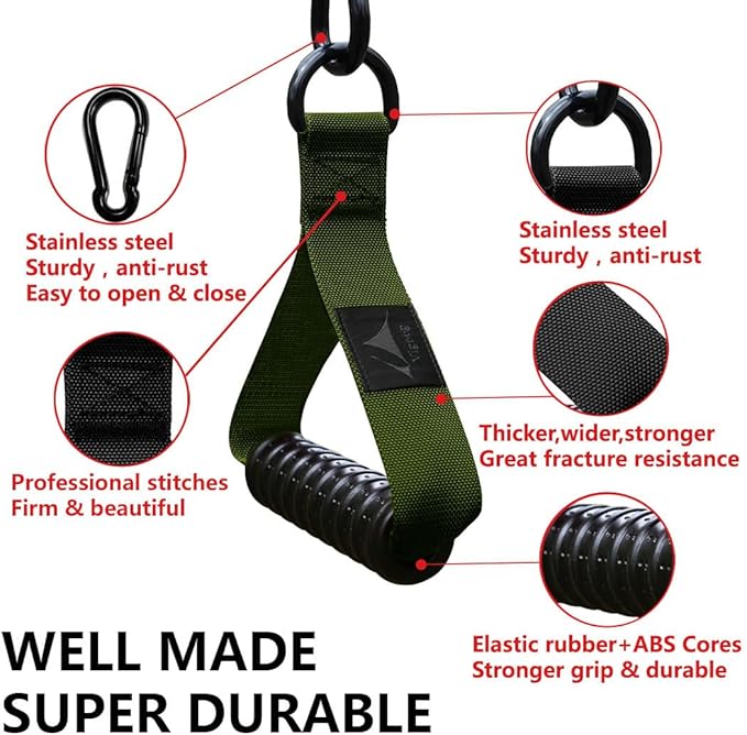 1000lbs Heavy Duty Fitness Handles - Non-Slip Rubber Exercise Grips for Cable Machines, Resistance Bands, Pulley Systems - Universal Attachment for Home & Commercial Gym Workout Equipments