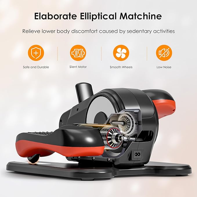 SogesGame Under Desk Elliptical Machine, Ellipse Leg Exerciser for Seniors, Portable Seated Pedal Exerciser with 12 Level Speeds, Manual & Auto Mode