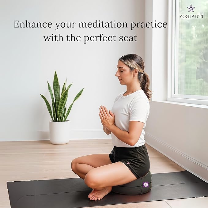 Yogikuti Meditation Cushion – 100% Pure Cotton Zafu for Comfortable Meditation & Yoga – Floor Sitting Pillow for Mindfulness & Support