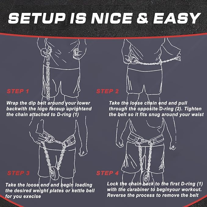 Heavy Duty Dip Belt With Chain - Weighted Pull Up Belt for Workout