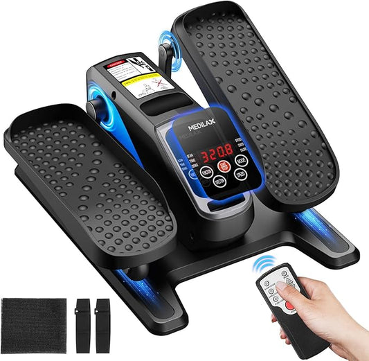 Portable Under Desk Elliptical Machine with Wireless Remote, 12 Manual & 3 Automatic Speeds, Pedal Ellipse Leg Exerciser,Leg Exerciser While Sitting for Seniors, Adults, Home, Office