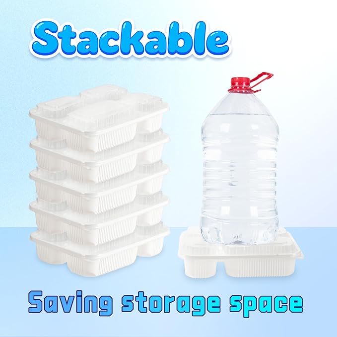 YANGRUI Food Containers with Lid 40 Pack 34 oz - Reusable Shrink Wrap 4 Compartment Leakproof Takeout | BPA Free Flexible PP Plastic Container | Dishwasher & Microwave Safe Hotel Grade White To Go Box